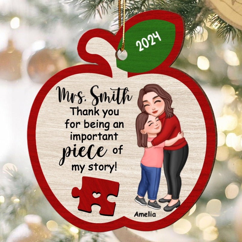 Thank You For Being An Importance Piece Teacher Appreciation Gifts Personalized Wooden Ornament