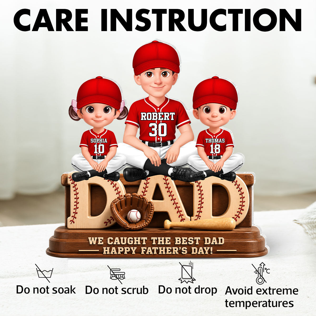 We Caught the Best Baseball Dad - Personalized Acrylic Block Plaque -  Gift for Dad, Husband