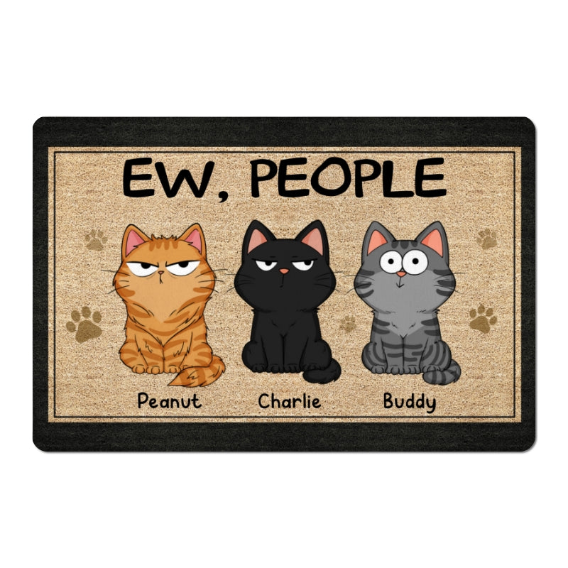 Ew People Funny Fluffy Cat Expression Gift For Cat Lover Personalized Doormat