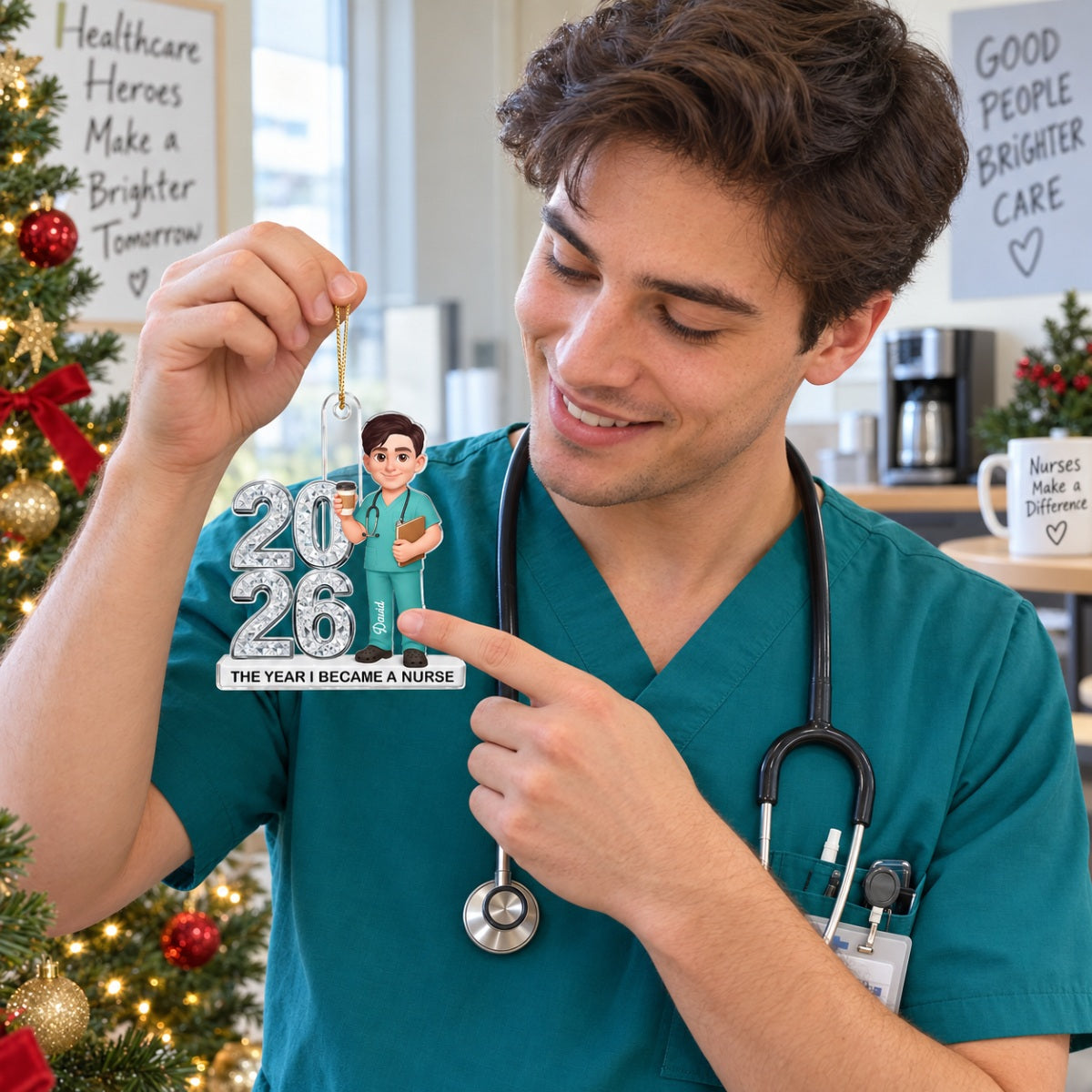 The Year I Became A Nurse - Personalized Acrylic Ornament - Christmas Gift, Graduation Gift For Nurse, Milestone Keepsake For Healthcare Workers