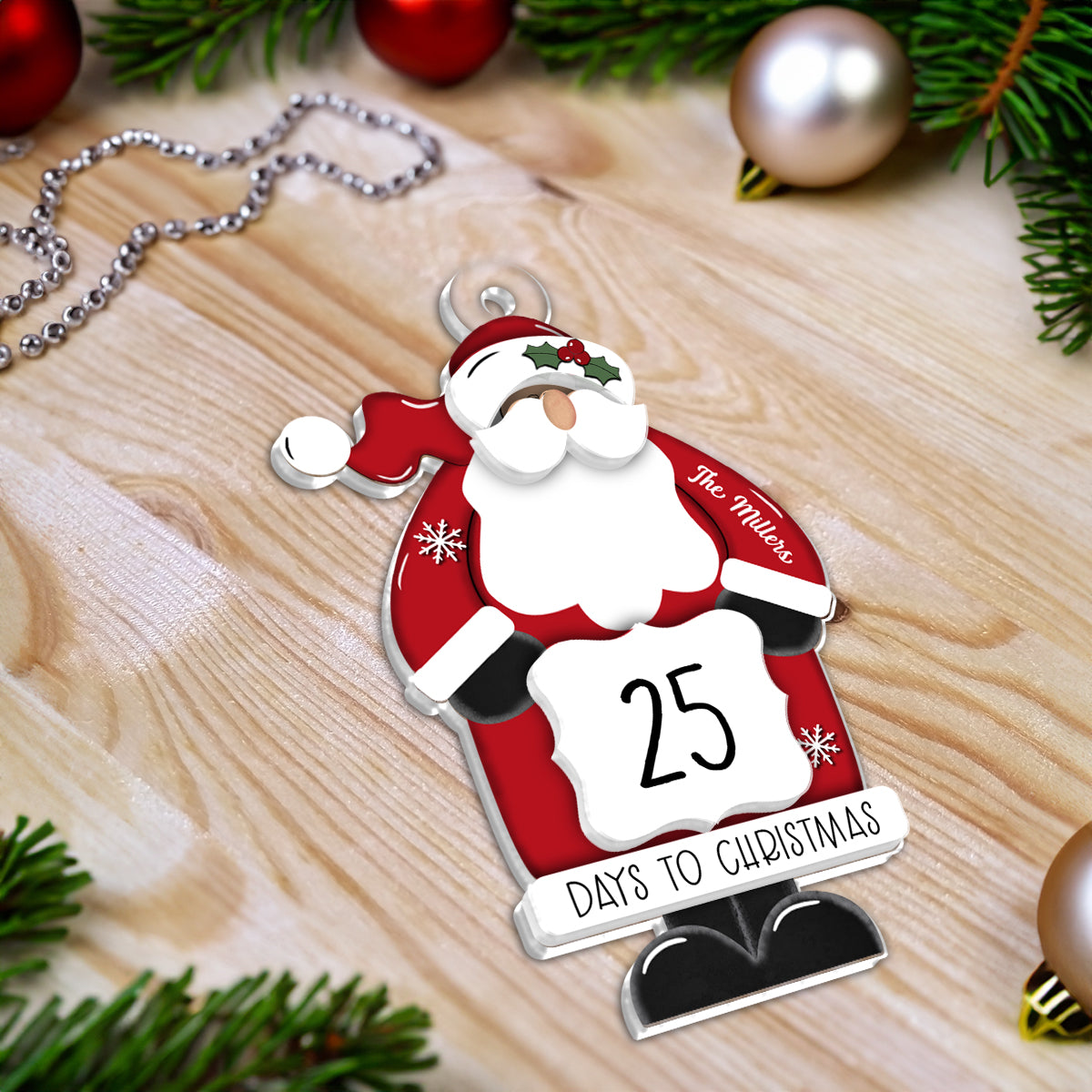 Santa Countdown Days To Christmas Personalized 2-Layer Acrylic Ornament