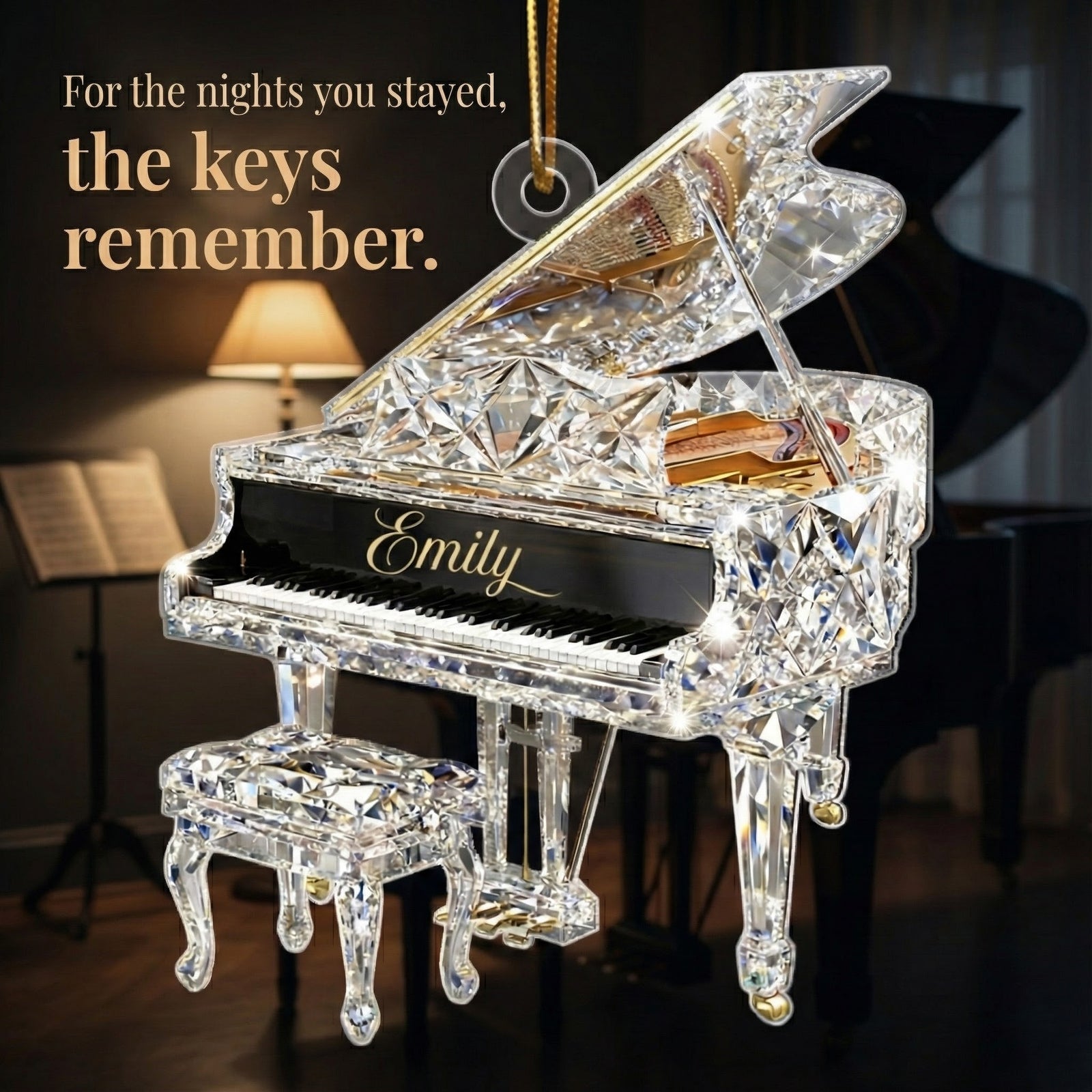Piano Music Crystal Effect - Personalized Acrylic Ornament - Unique Christmas Gift For Pianist
