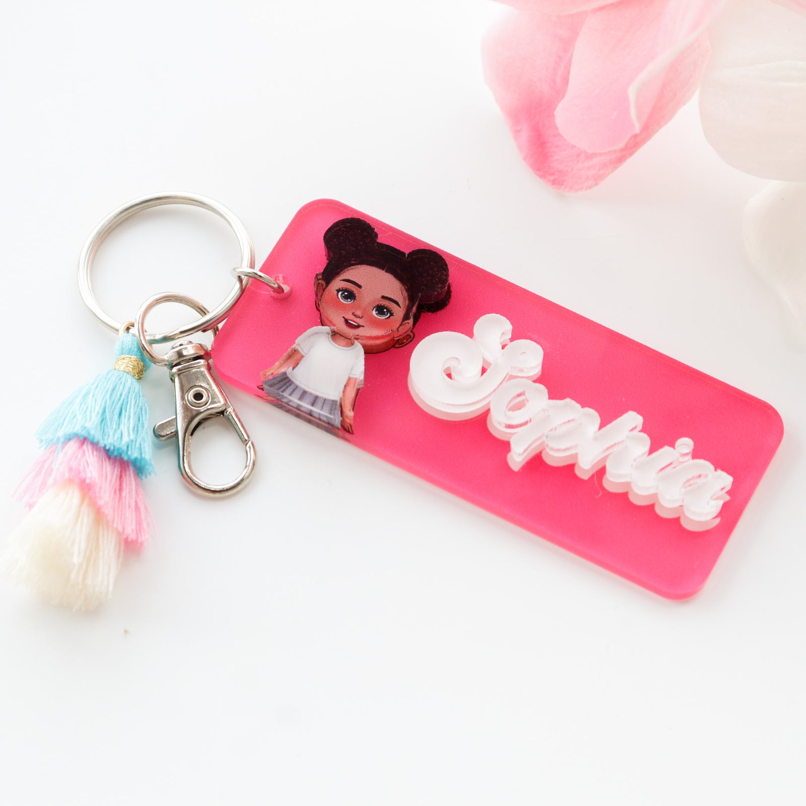 Cute Kid Personalized 2-Layer Acrylic Keychain, Name Tag, Back To School Gift