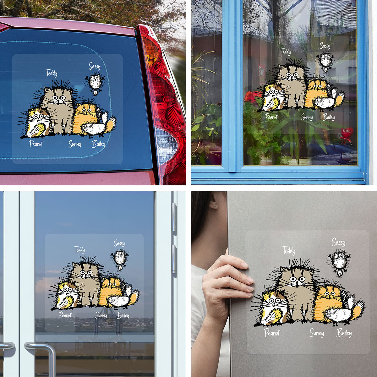 Cute Funny Cats Personalized Decal, Gift For Cat Lovers