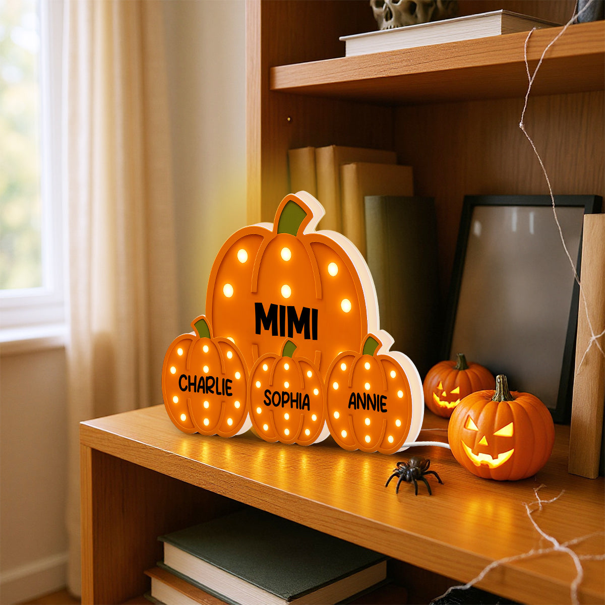 3D Effect Grandma Little Pumpkins Marquee Pattern Effect Flat - Personalized Light Box
