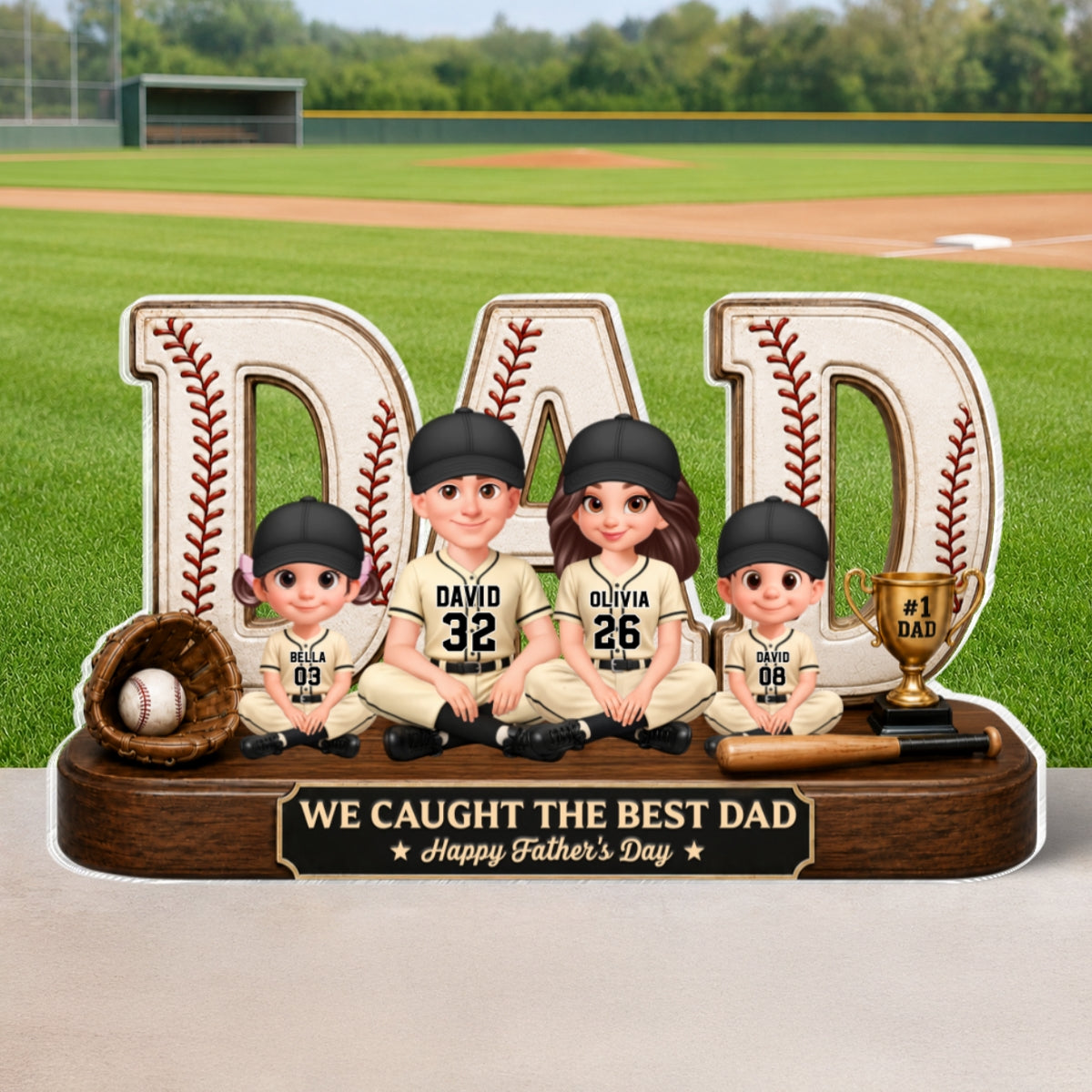 Baseball Legend Daddy's Dream Team - Personalized Acrylic Block Plaque - Father's Day Gift For Dad