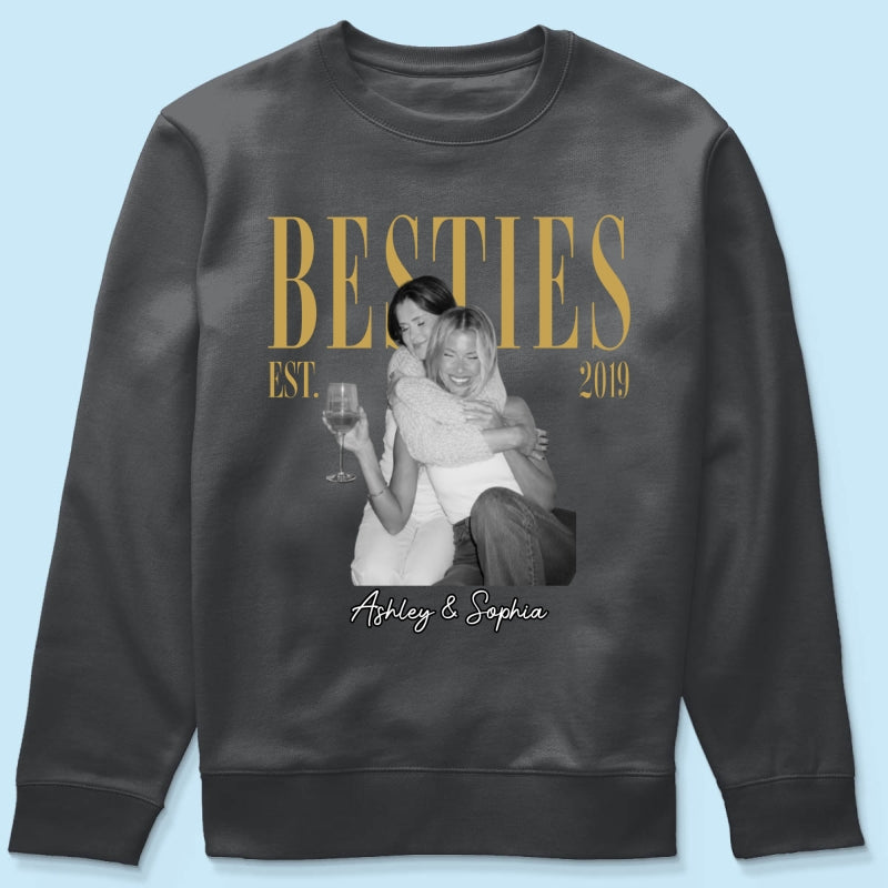 Vintage Retro Besties Best Friends Upload Photo - Personalized Shirt - Birthday Gift For Best Friends, Matching Friends Group T-shirt