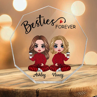 Doll Besties Sisters Forever Personalized Nonagon Acrylic Plaque