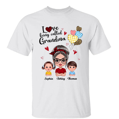 Love Being Called Grandma Doll Grandma Grandkids Colorful Checkered Hearts Personalized Shirt