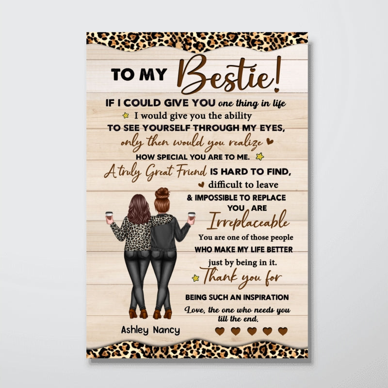 To My Bestie Back View Besties Leopard Personalized Vertical Poster