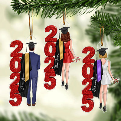 Class of 2025 2026 Senior Glitter Effect - Personalized Acrylic Ornament - Christmas Graduation Gift for Seniors