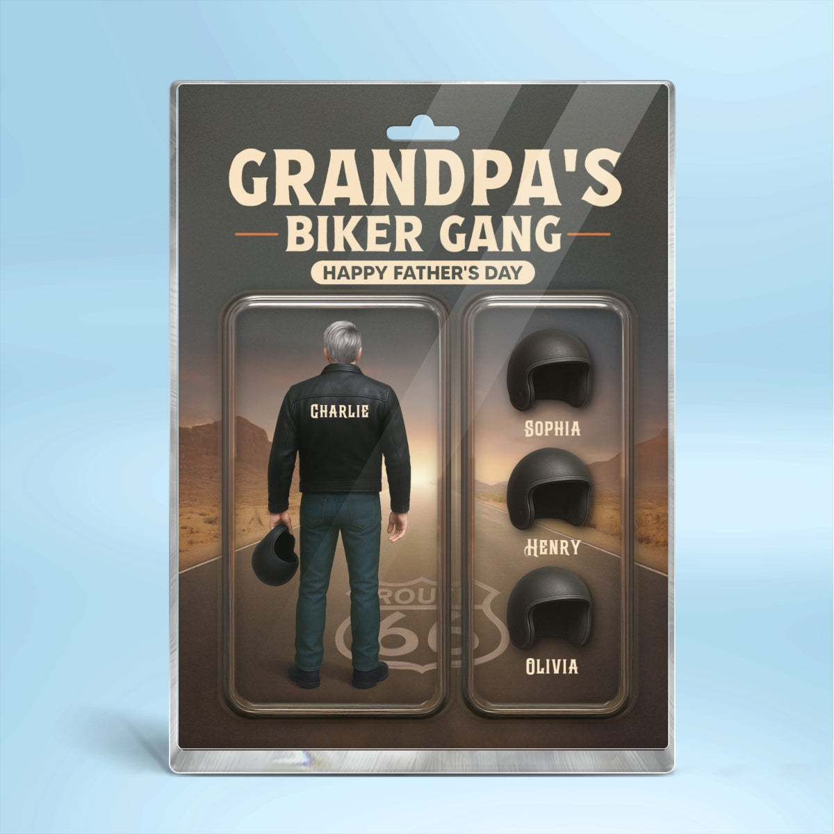 Grandpa's Dad's Biker Gang Custom Figure 3D Effect Personalized Rectangle Flat Acrylic Block Plaque, Gift For Dad