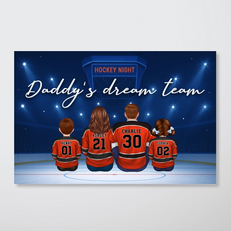 Hockey Daddy's Dream Team Personalized Poster| Unique Father's Day Gift For Dad, Husband