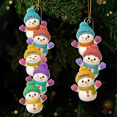 Stacked Snowman Our Grandkids Christmas - Personalized Acrylic Ornament - Gift For Grandparents, Grandkids, Family