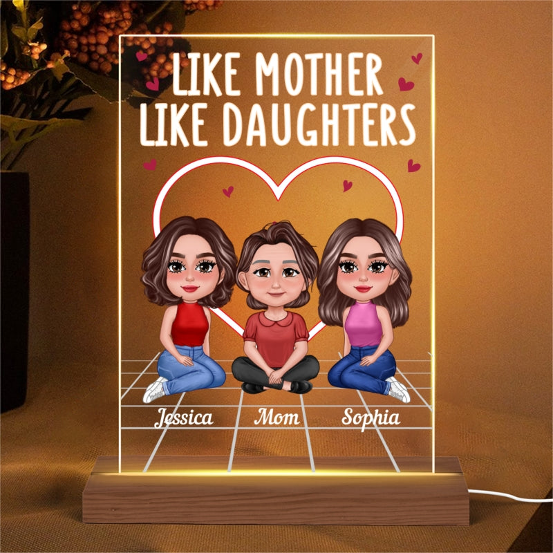 Pretty Doll Like Mother Like Daughter Neon Personalized Acrylic LED Night Light