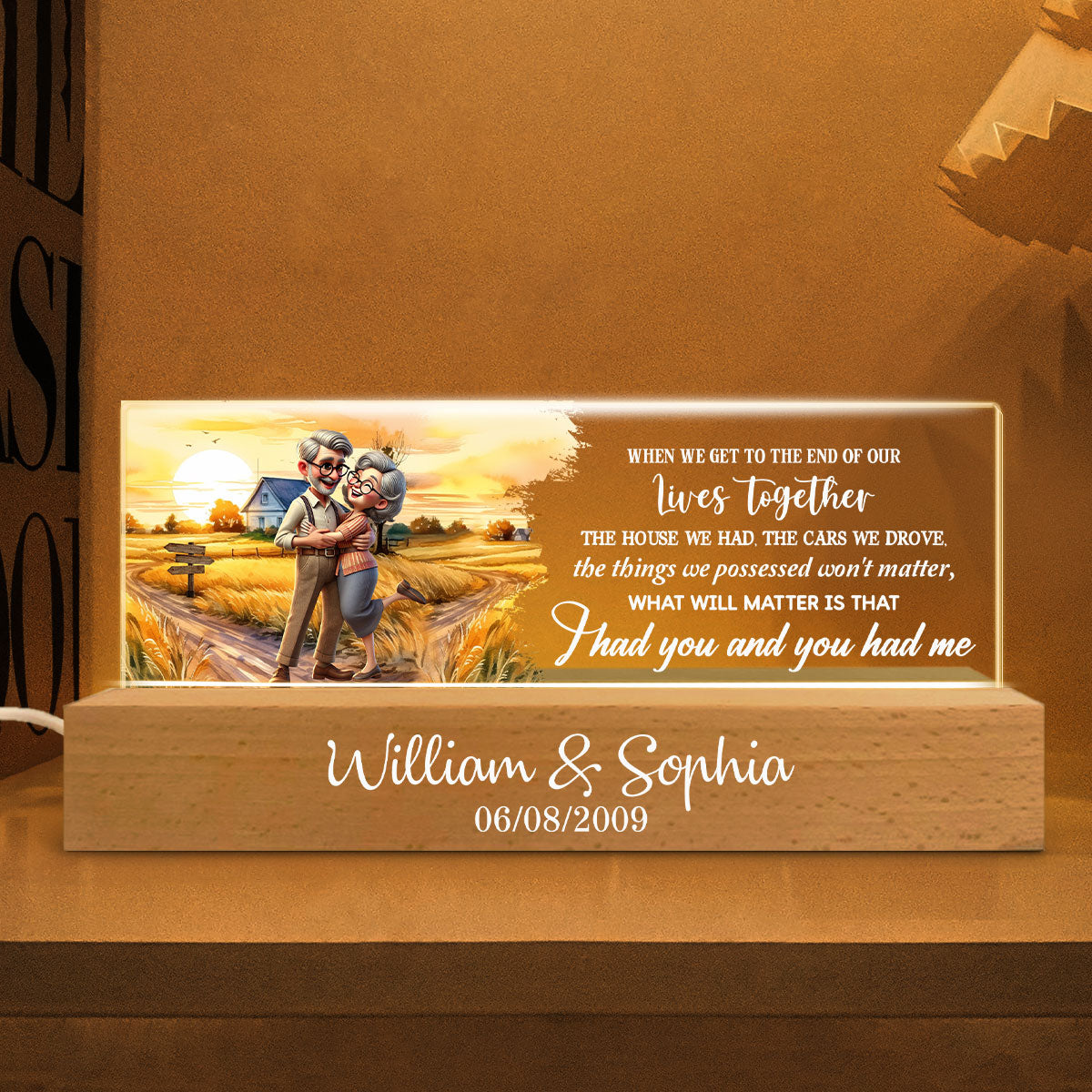 I Had You And You Had Me Happy Old Couple Personalized Acrylic Block LED Night Light, Anniversary  For Him, For Her, Husband, Wife