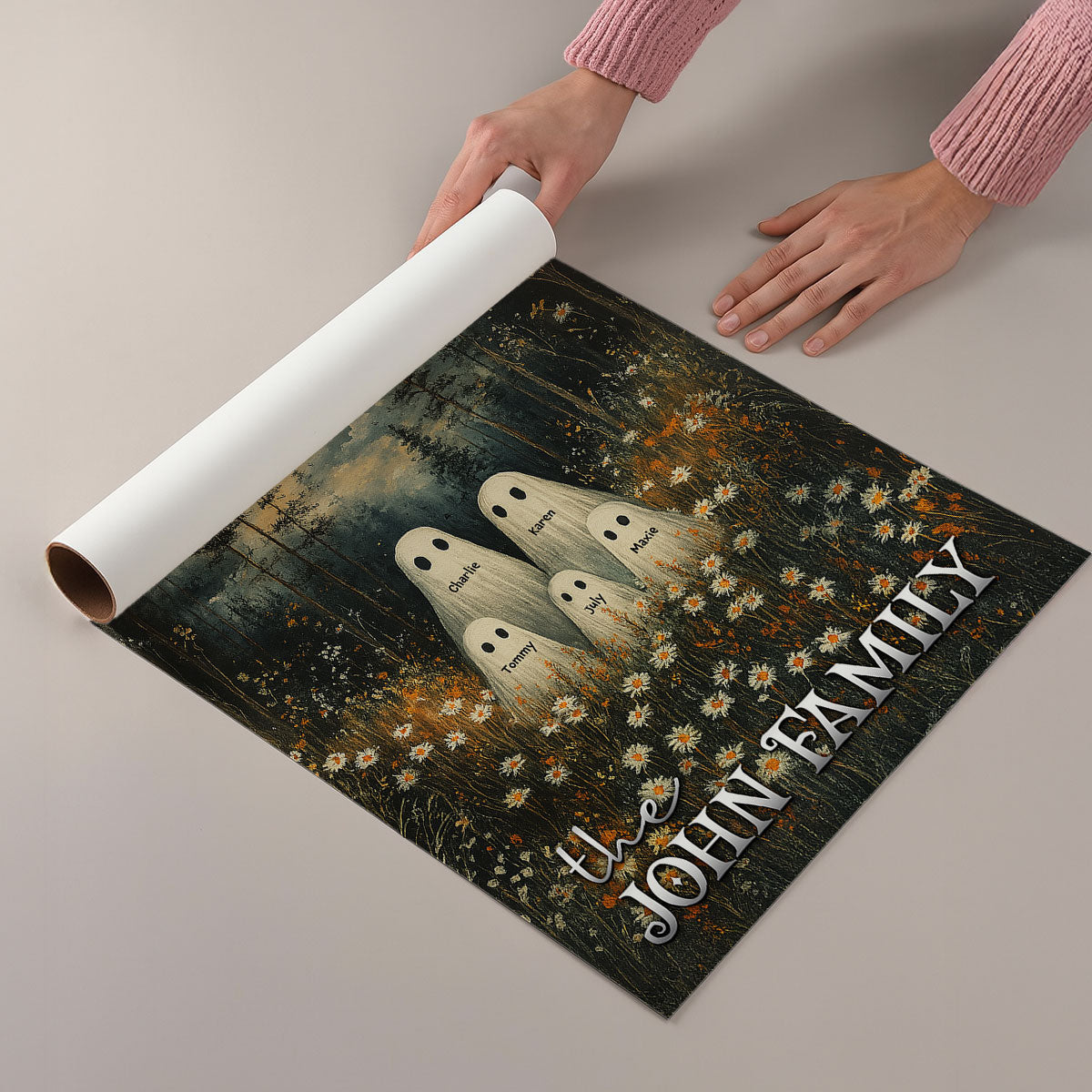 Halloween Family Portrait Personalized Poster Printing, Custom Family Halloween Wall Art