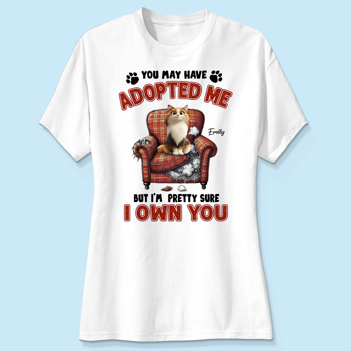 You May Have Adopted Me But I'm Pretty Sure I Own You, Funny Cartoon Cat Personalized Shirt, Gift for Cat Mom