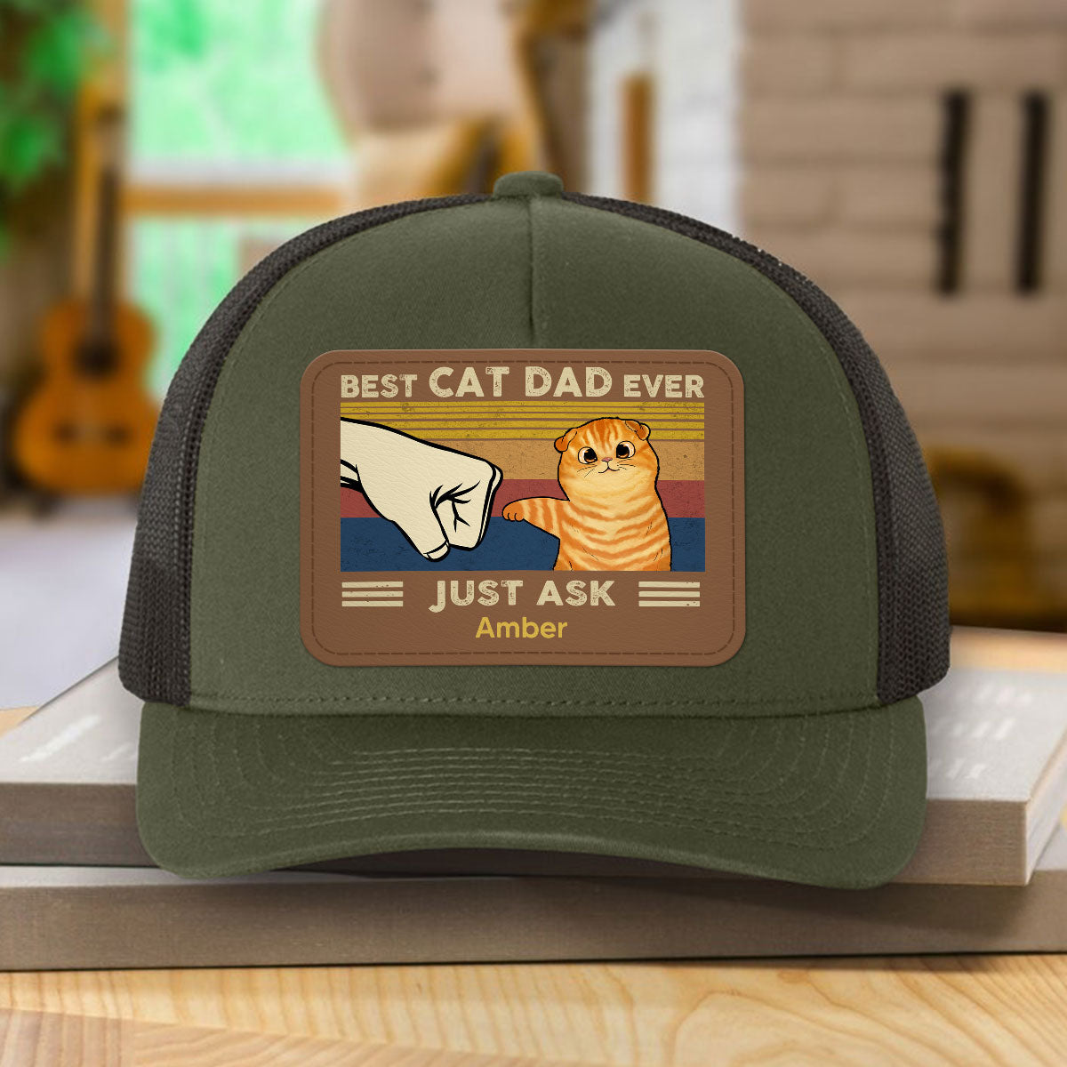 Father’s Day 2025 Gift for Cat Dads - Custom Cat Fist Bump Personalized Trucker Hat