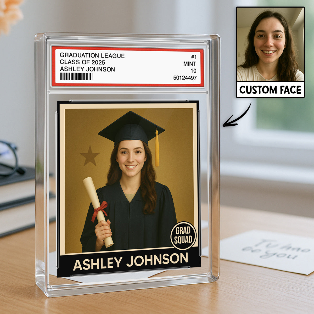Graduation Gift Graduate Trading Card Style Personalized Acrylic Block Plaque, Unique Keepsake, Graduation Gift