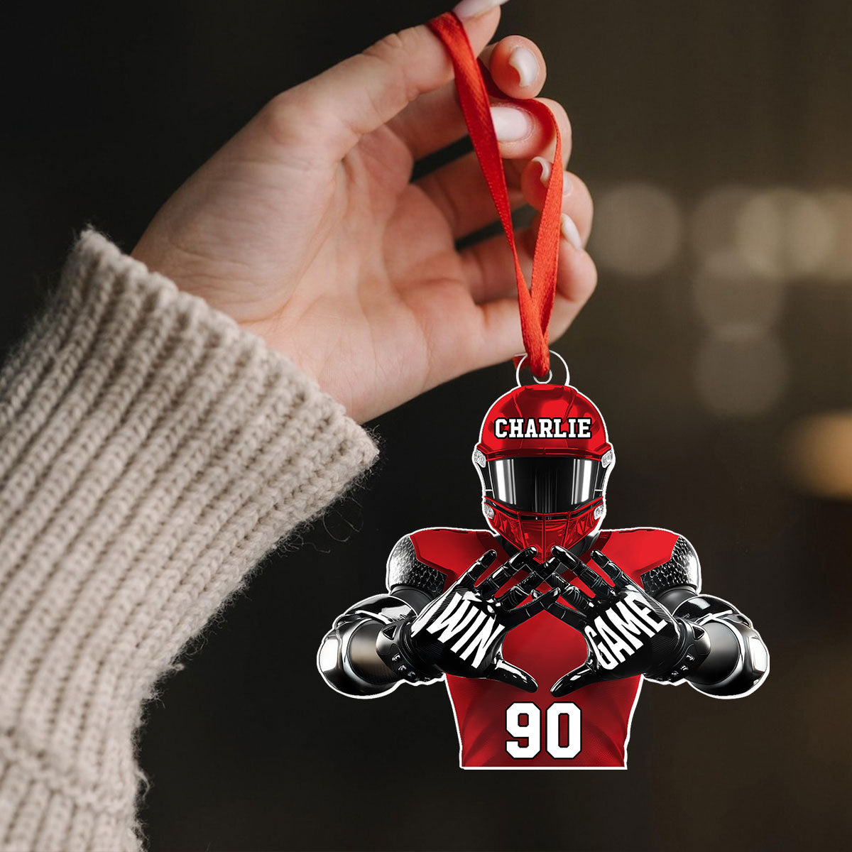 Football Player Football For Life Personalized Acrylic Ornament, 3D Effect Flat Ornament