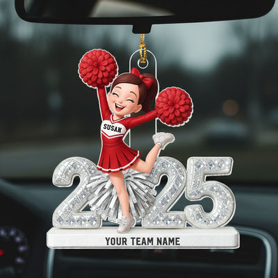 3D Shining Effect Cheerleader - Personalized Acrylic Car Hanger - Gift For Cheerleaders