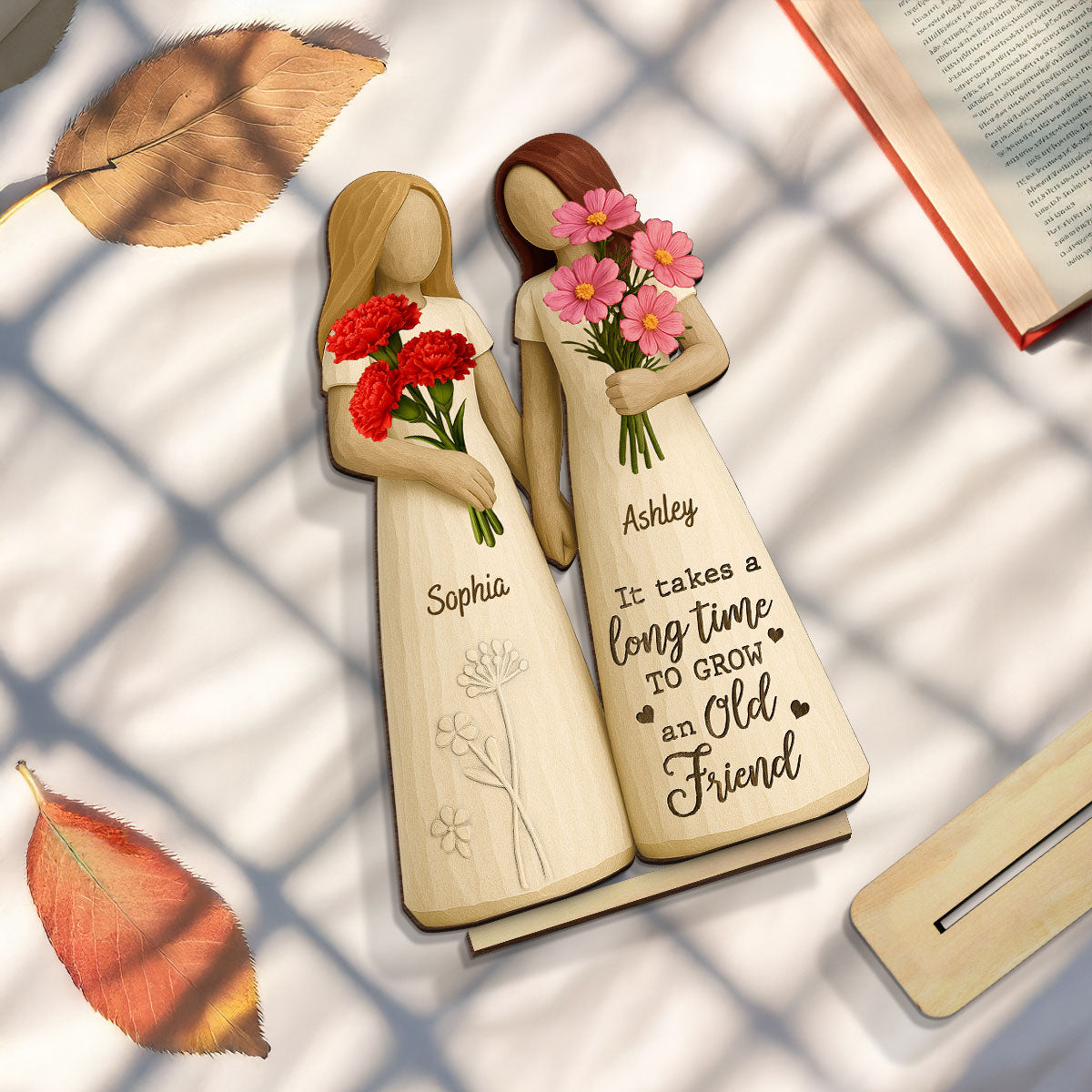 If Friends Were Flowers 3D Effect Besties Sisters Personalized Standing Wooden Plaque