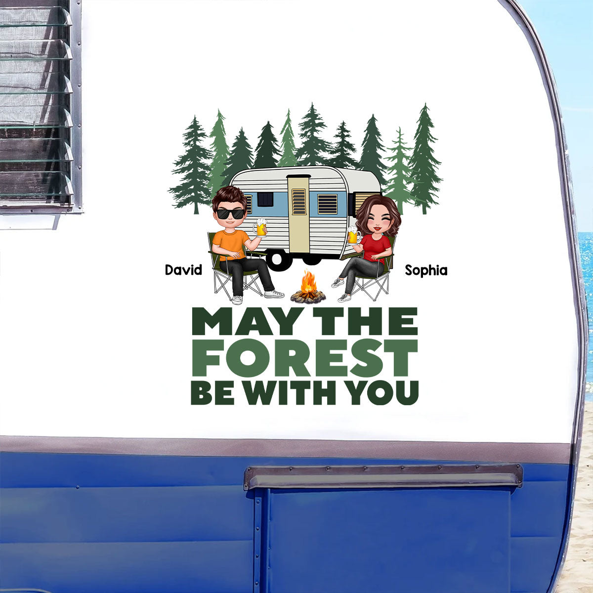 May The Forest Be With You Camping Couple Decor On Car Fridge Window Personalized Decal