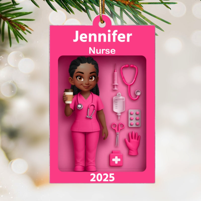 Personalized Nurse In Toy Box 3D Acrylic Ornament, Special Christmas Gift For Nurse, For Co-workers