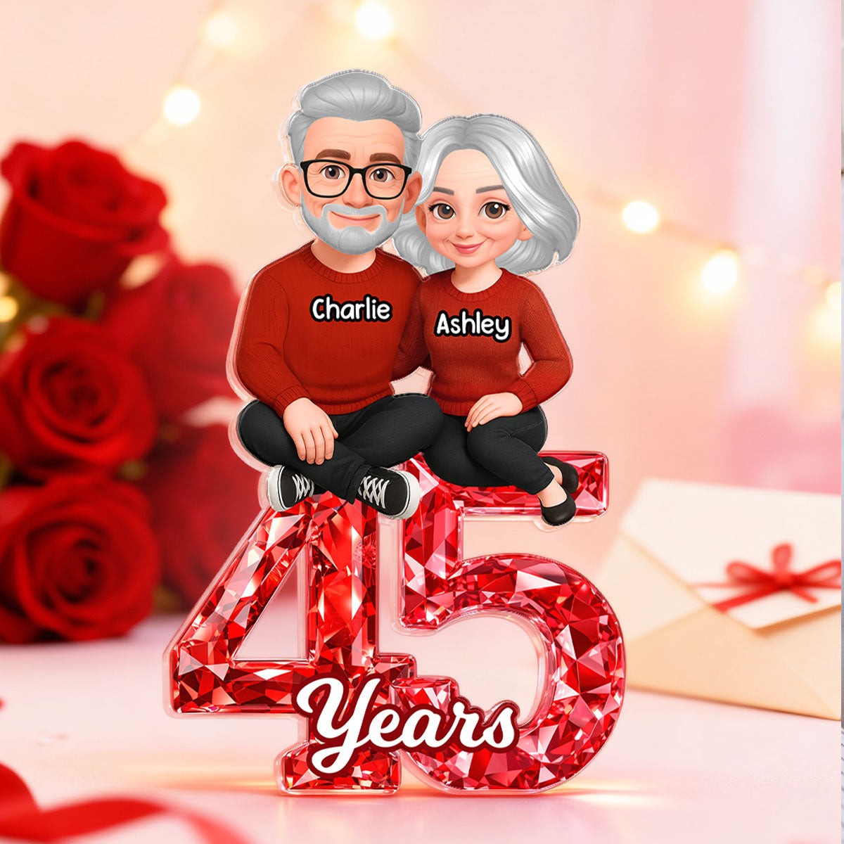 Couple Sitting Anniversary Date 3D Crystal Effect - Personalized Acrylic Block Plaque - Sentimental Gift for Her, Gift for Him