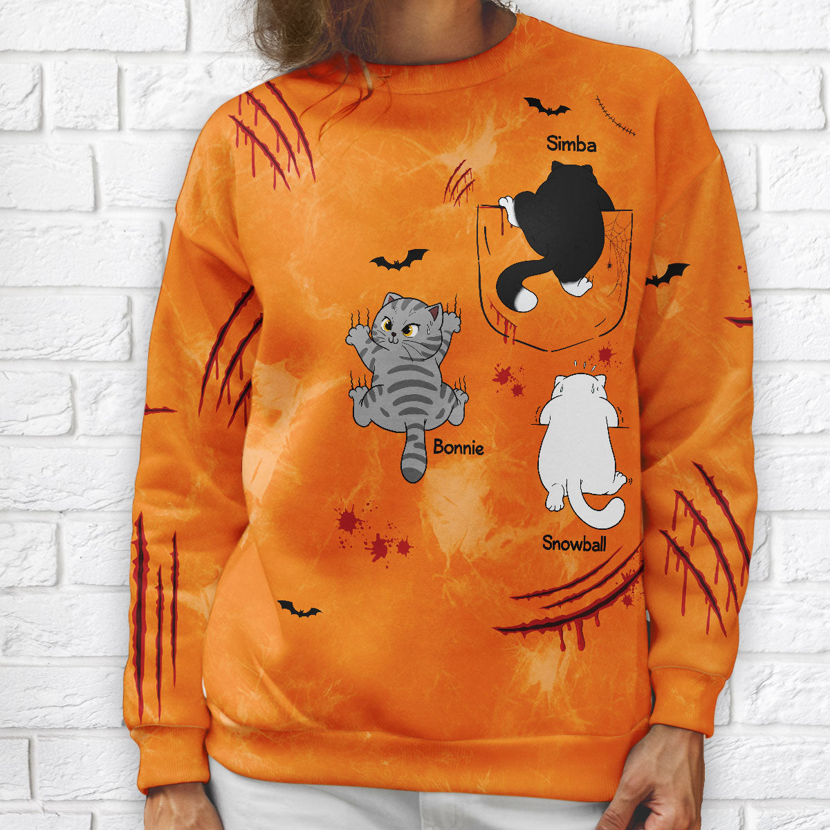 Spooky Cats Crawling Personalized Sweatshirt, Halloween Costume For Cat Lover