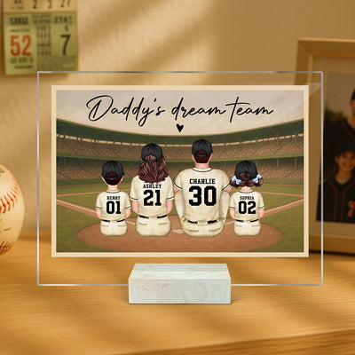 Retro Vintage Baseball Daddy's Dream Team Personalized Acrylic Plaque, Gift For Dad