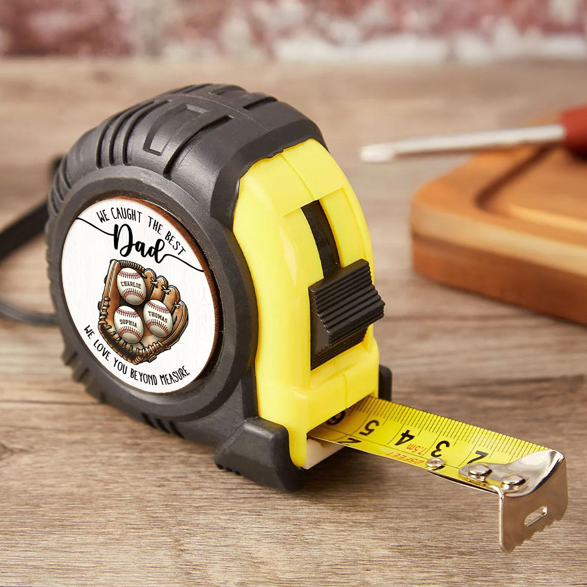 We Caught The Best Dad Love You Beyond Measure Baseball Personalized Tape Measure| Coolest Father's Day Gift For Dad, Husband