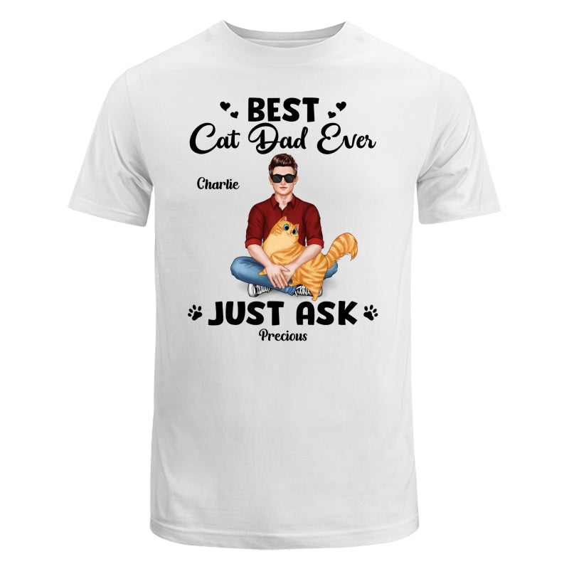 Best Cat Dad Man Sitting With Cat Personalized Shirt