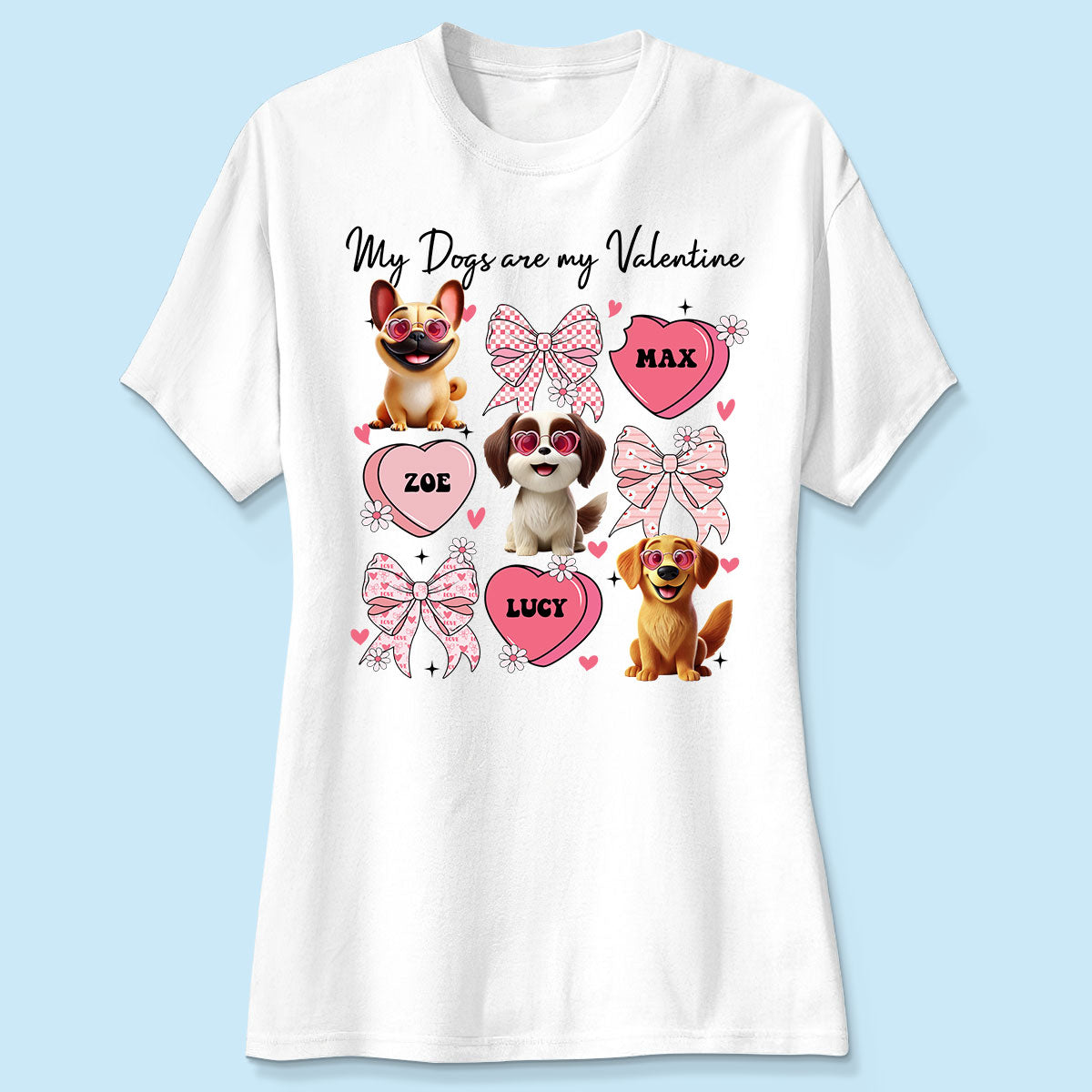 My Dogs Are My  Coquette Cute Cartoon Dog  Gift For Dog Lover Personalized Shirt