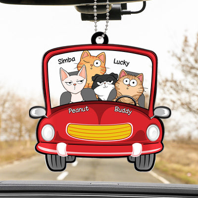 Funny Cats Expression On Car Personalized Acrylic Car Hanger