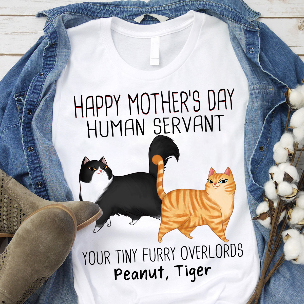 Cartoon Walking Cats Happy Mother‘s Day Cat Human Servant Personalized Shirt