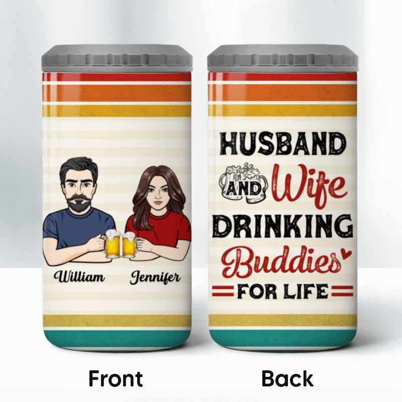 Couple Drinking Buddies Personalized 4 In 1 Can Cooler