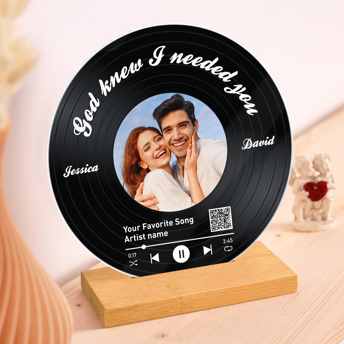 Couple Wedding Song Vinyl Photo Acrylic Song Plaque, Personalized Gift For Her, For Him, Heartfelt Wedding Gift, Anniversary Gift