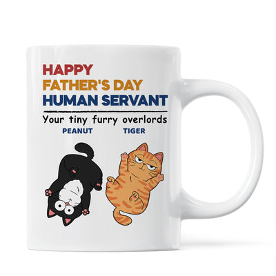 Happy Father's Day Human Servant Cat Dad Personalized Mug