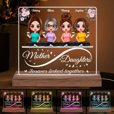 Doll Mother Daughters Sitting On Infinity Personalized Acrylic Custom Shape LED Night Light