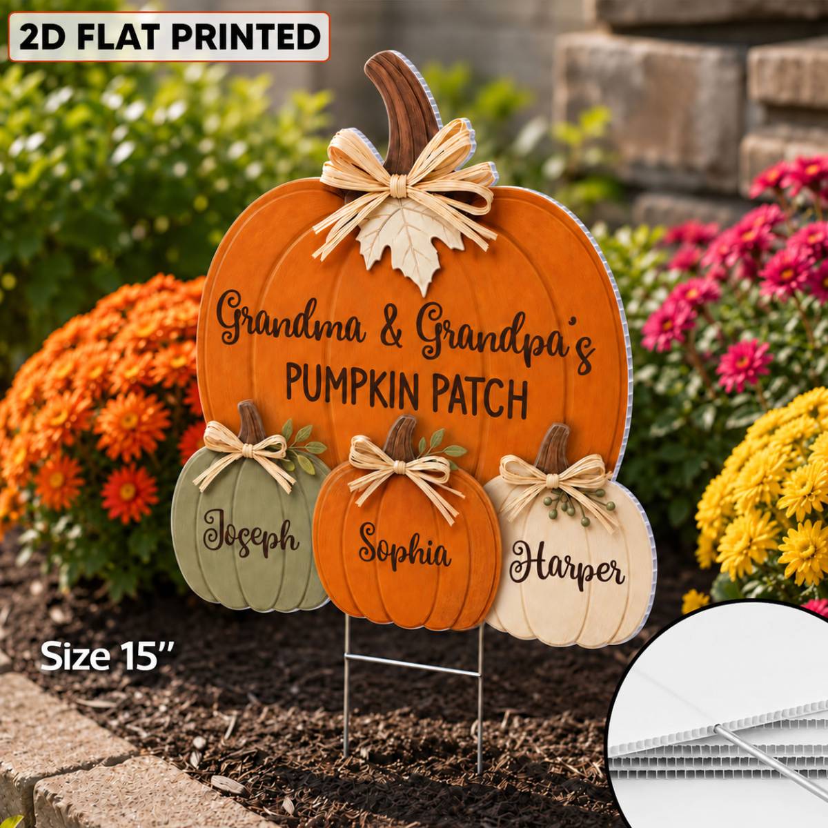 Cozy Rustic Fall Vibe Grandpa Grandma's Pumpkin Patch - Personalized Corrugated Plastic Yard Sign - Fall Decor For Grandparents (Up to 20 Grandkids)