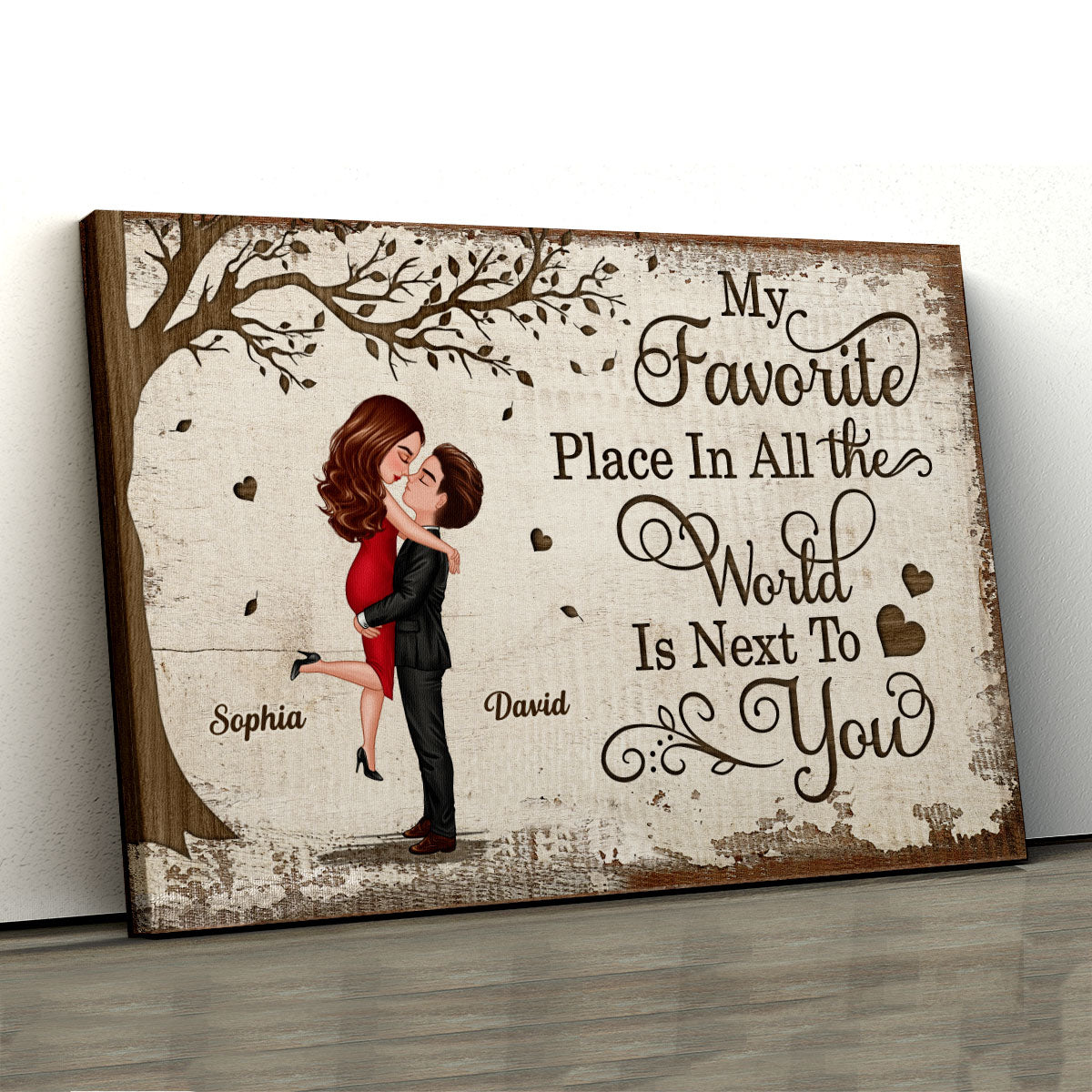 Favorite Place In The World Couple Kissing Personalized Canvas