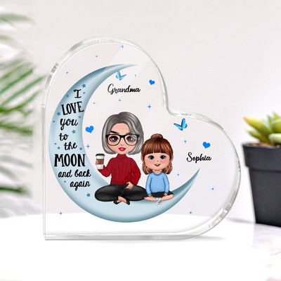 Doll Grandma Grandkids Blue Moon Personalized Acrylic Heart Plaque