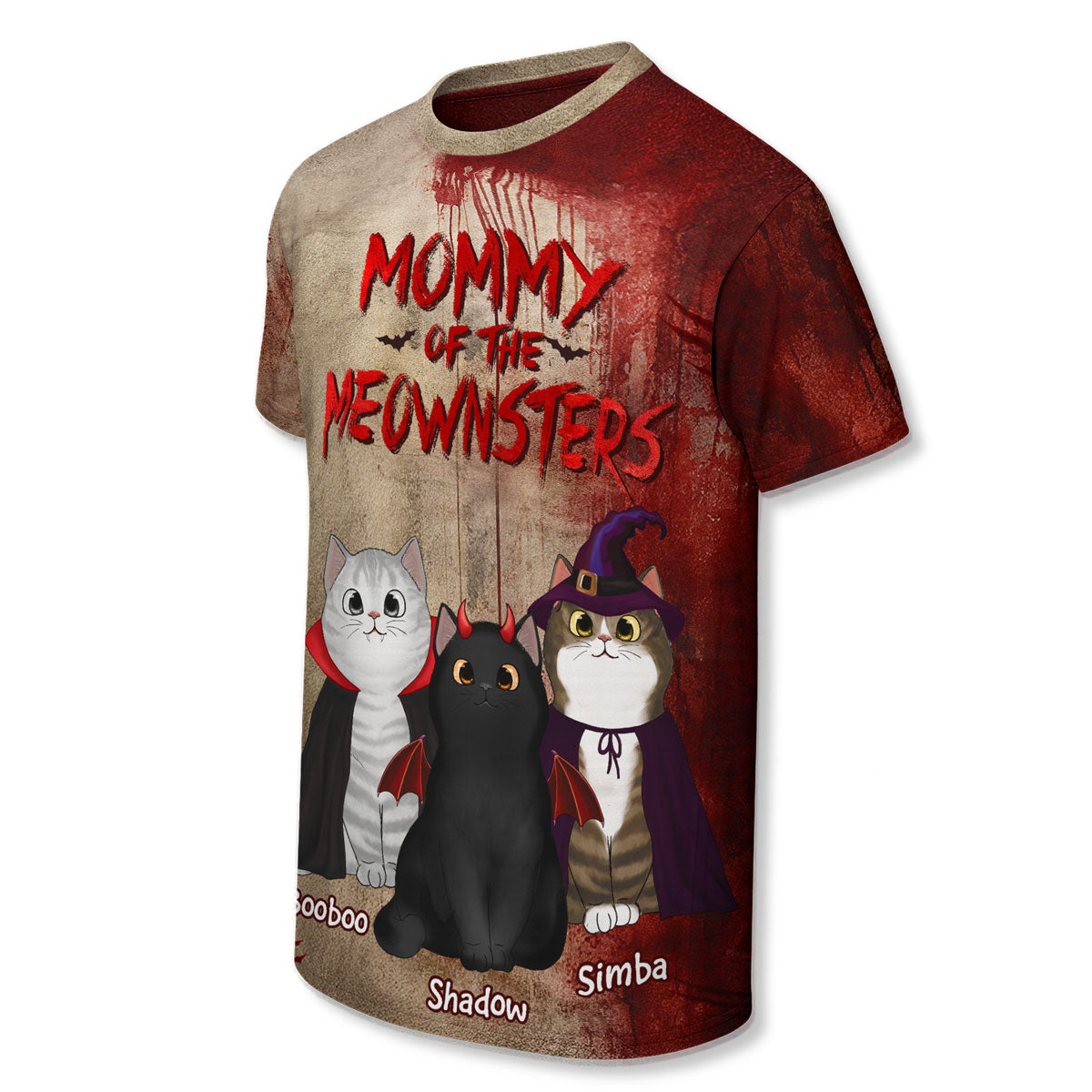 Halloween Horror Theme Cat Mom Cat Dad Of Meownsters Personalized 3D Shirt
