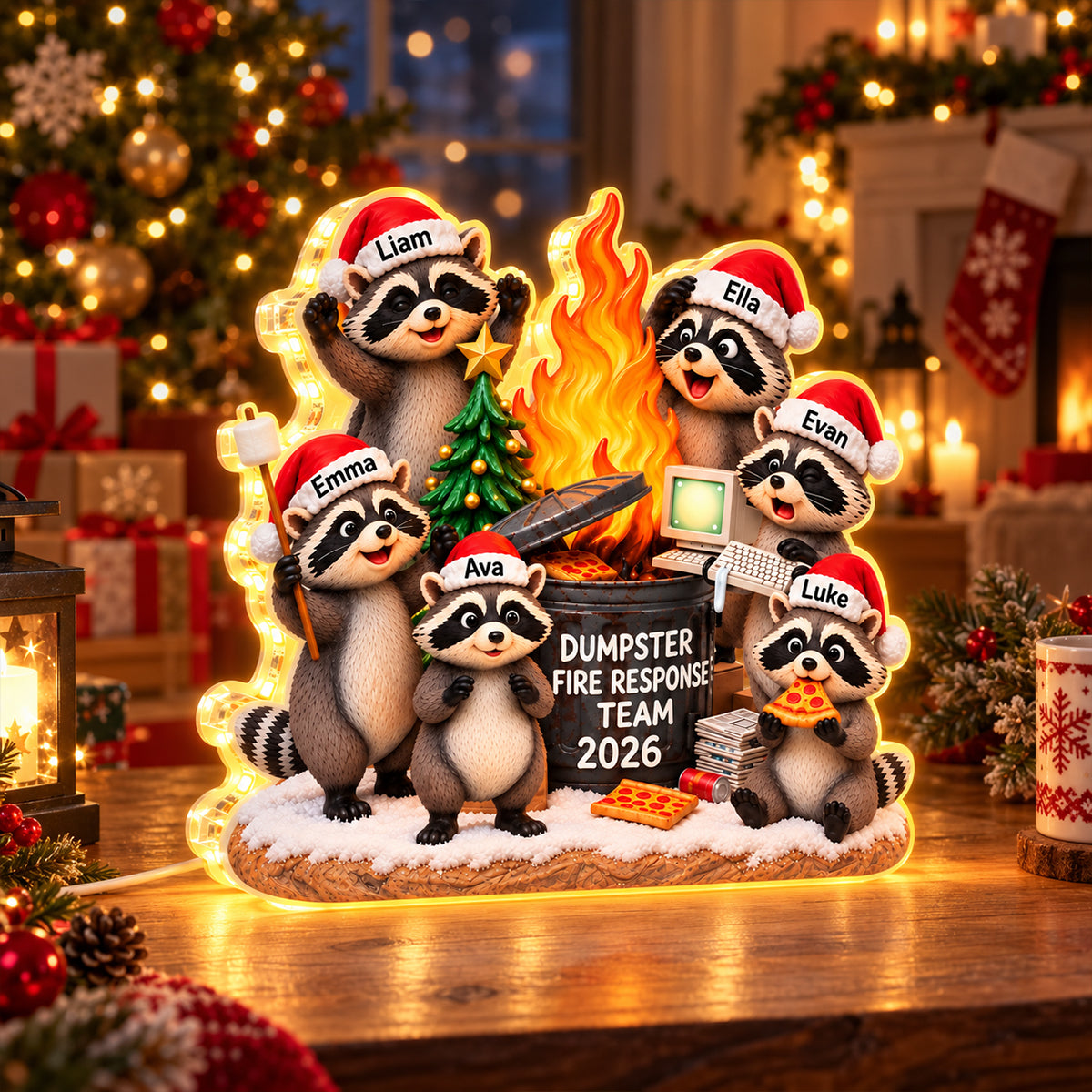 Dumpster Fire Response Team - Personalized Light Box - Funny Christmas Gift for Coworkers, Office Decor, Office Chaos