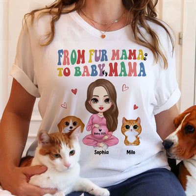 From Fur Mama To Baby Mama Personalized Shirt, Dog Mom Cat Mom, Custom Pregnancy Reveal Shirt, Gift For Expecting Moms