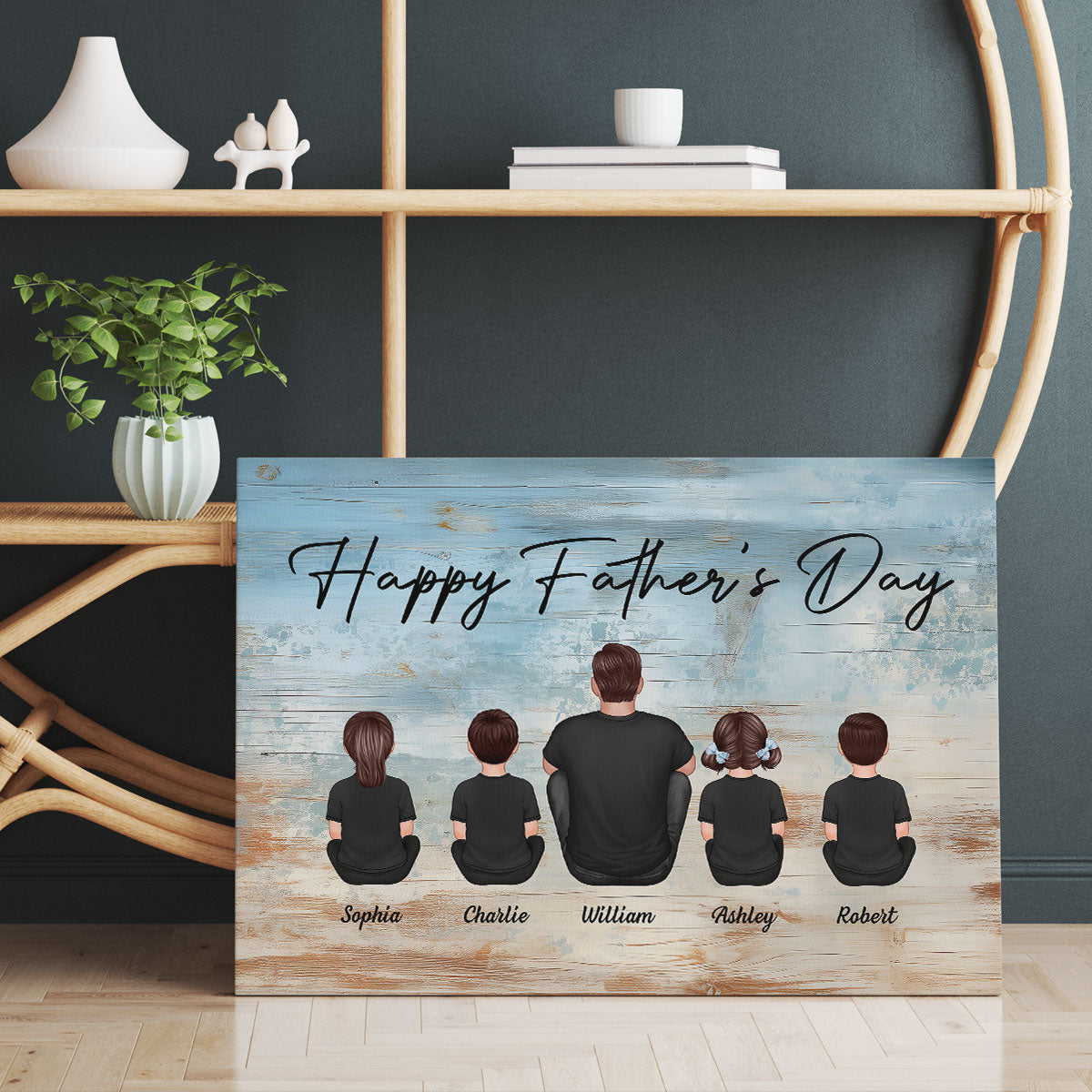 Daddy's Team Personalized Wrapped Canvas, Gift For Dad