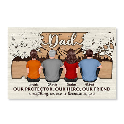 Dad My Protector My Hero My Friend Personalized Horizontal Poster