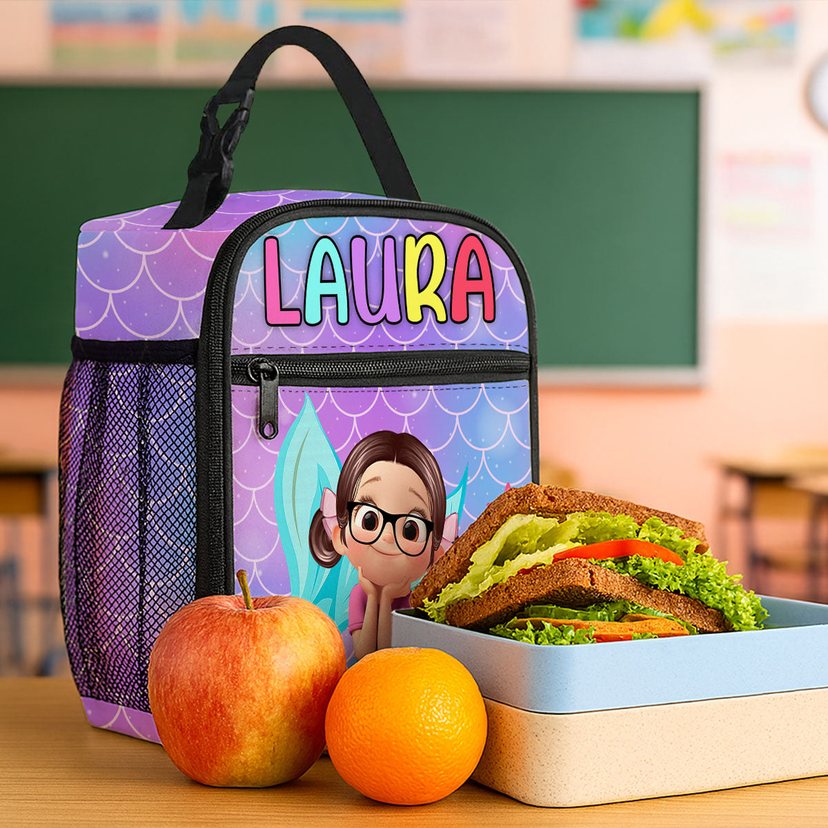 Unicorn Mermaid Theme Personalized Insulated Lunch Box for Girl Toddler, Keep Your Child’s Meals Fresh & Safe All Day